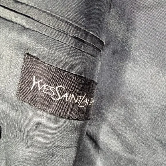 Yves Saint Laurent YSL Suit Blazer 44R Black Worsted Wool Made in Canada VTG - Picture 3 of 10